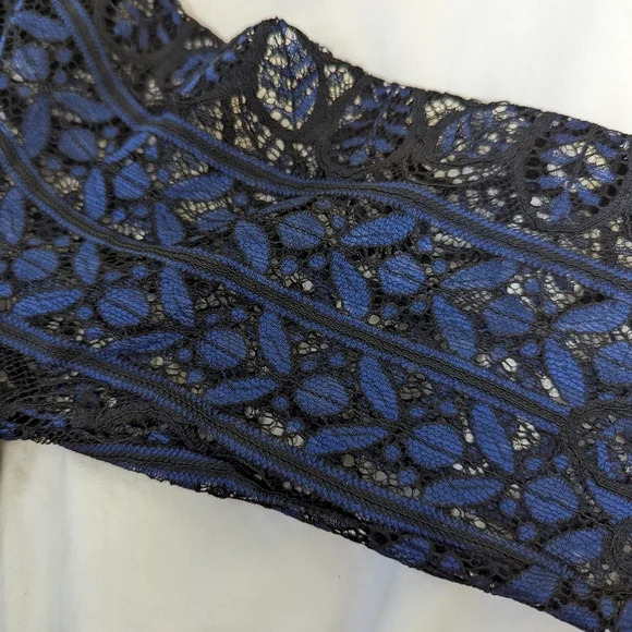 NWT Free People Lyla Royal blue & black lace mini dress.Medium for love & lemons - Picture 6 of 11